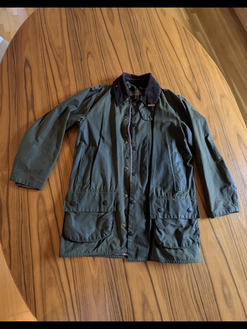 Barbour Beaufort Waxed Cotton Jacket - Olive Green WITH Detachable Lining